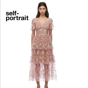 Self Portrait Tiered Embroidered Dress